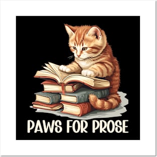 Funny Cat Reading a Book Gift for Cat Lovers and Book Readers Posters and Art